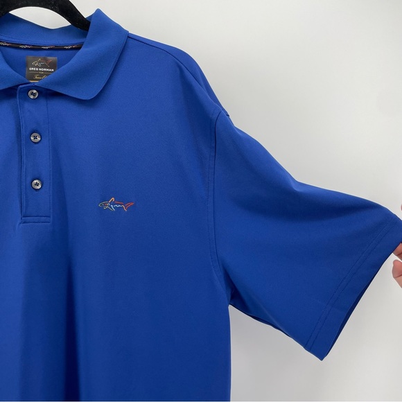 Greg Norman Mens Tasso Elba Golf Polo Shirt Blue Five Iron PlayDry L - Picture 2 of 4